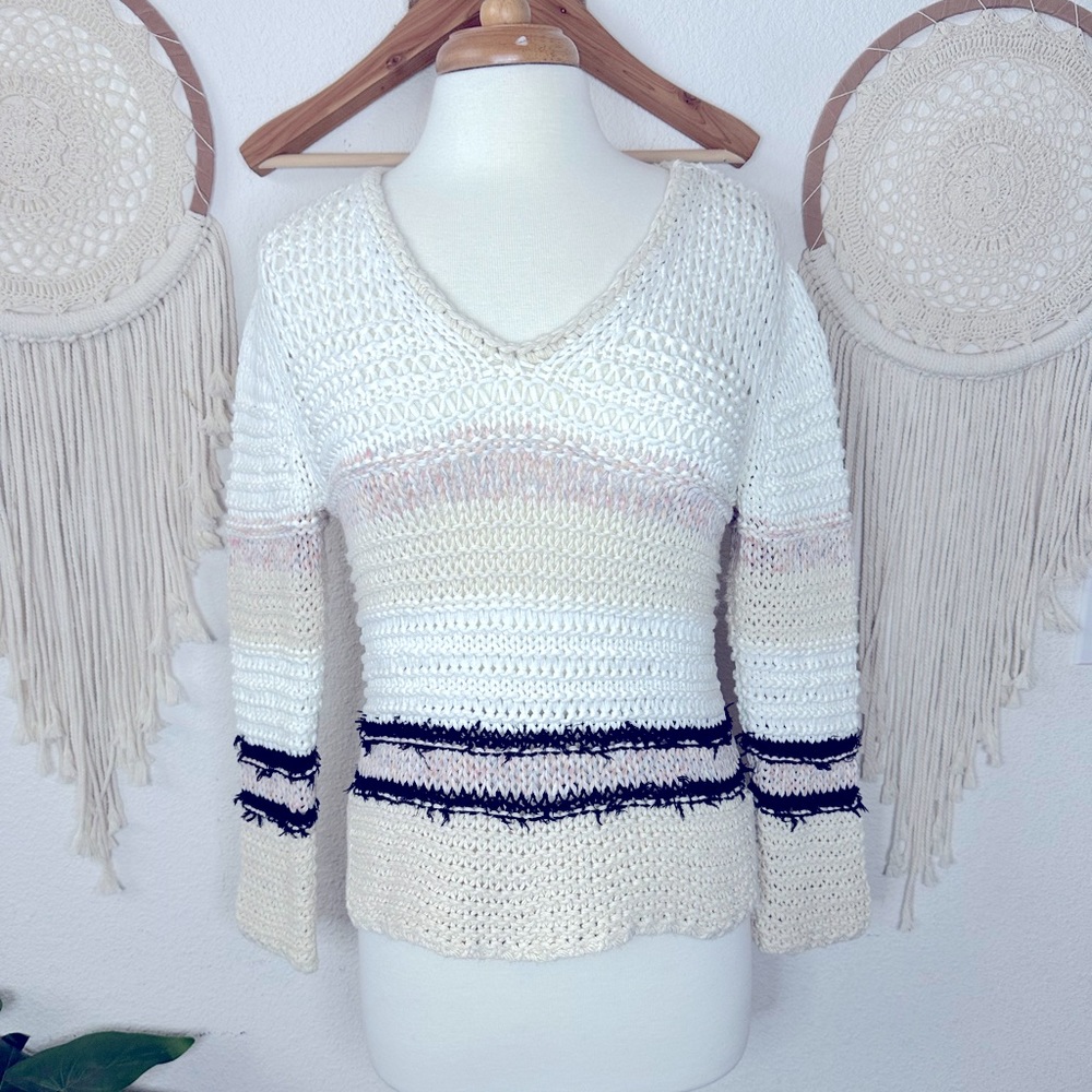 Rag & Bone cotton linen blend striped pullover sweater small